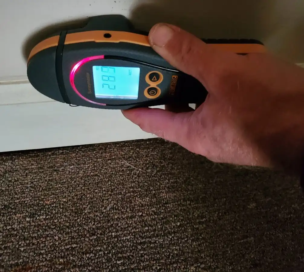 Moisture detection at baseboard during Sewage Cleanup & Sanitation in Garfield